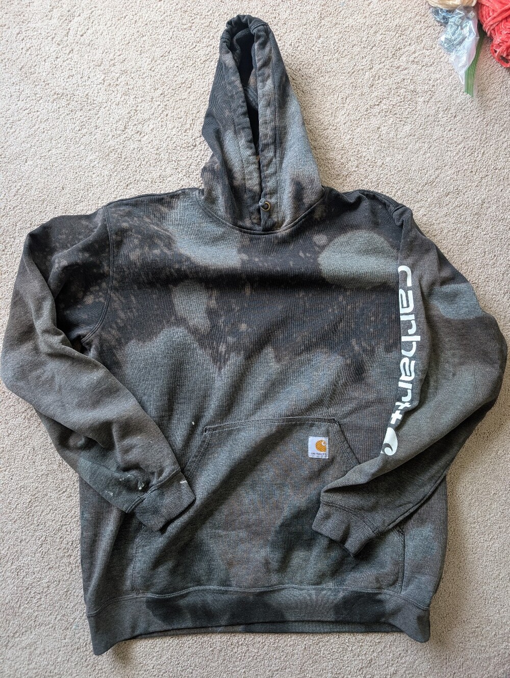 Carhartt Grey/Black Hooded Sweatshirt with Logo